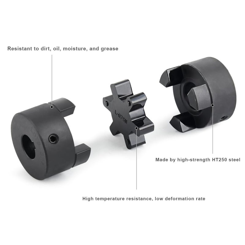 AUTOJARE 5/8" to 1" L095 3-Piece L-Jaw Coupling Set & Buna-N NBR Rubber Spider for Log Wood Splitter - Image 2